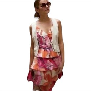 Size 4 Anthropologie Moulinette Soeurs watercolor floral mini dress, silk